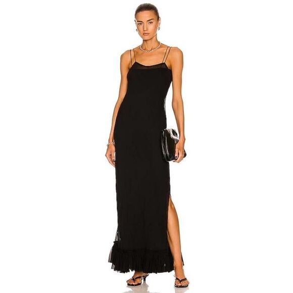 KHAITE Alix silk maxi Dress black US2 - Picture 1 of 13